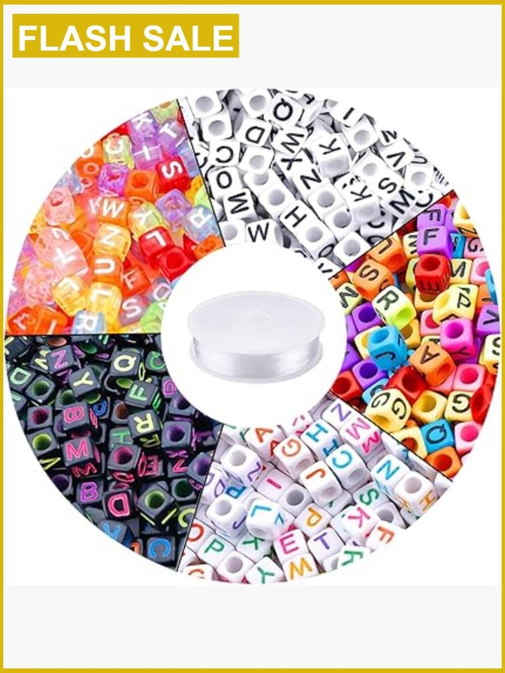 1400pcs 6mm Cube Alphabet Beads for Bracelet Making with 50m Cord
